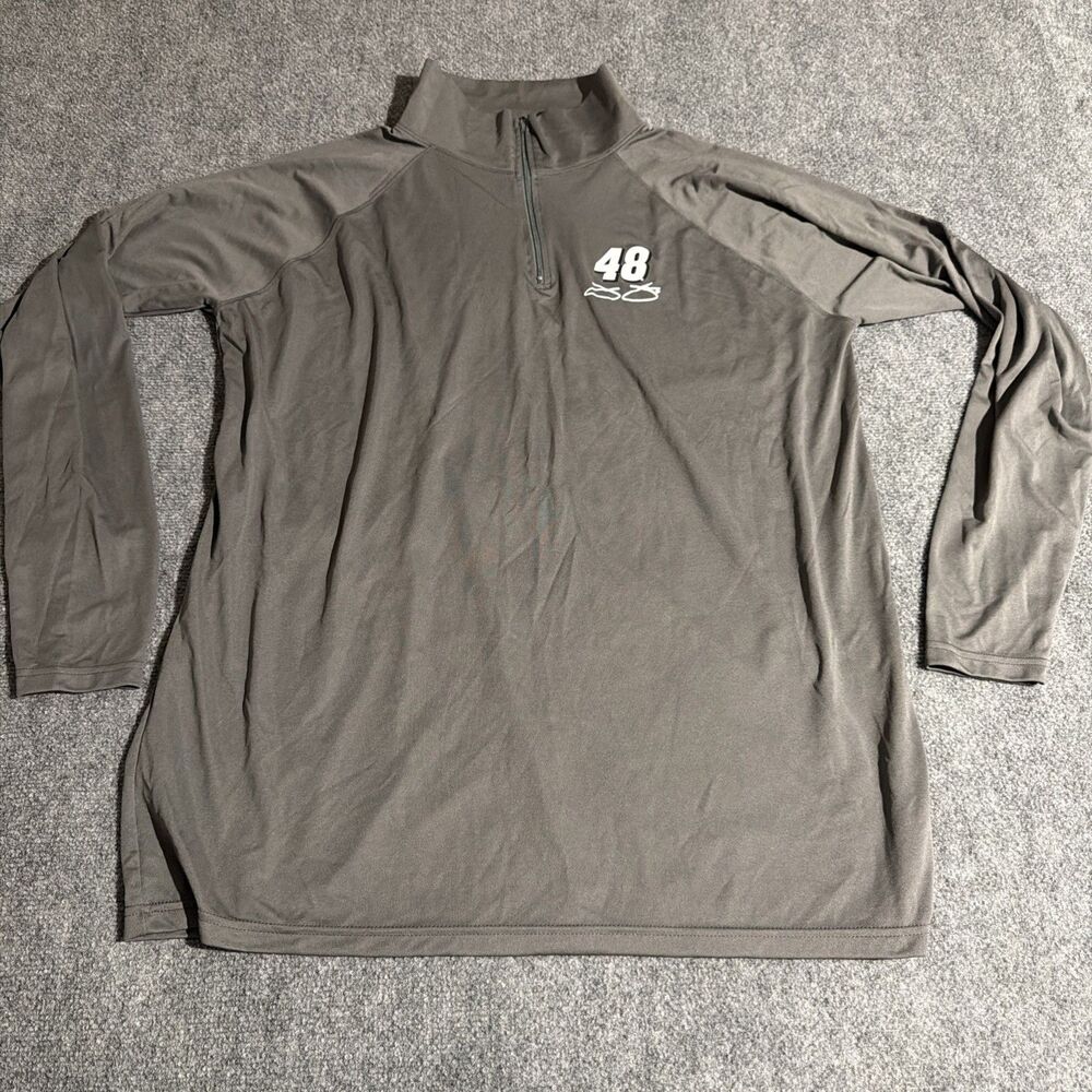 Hendrick Motorsports 1/4 Zip Pullover Shirt Mens 2XL Gray #48 Jimmy Johnson
